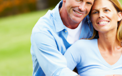 middle age happy couple in park
