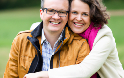 middle age happy couple in park