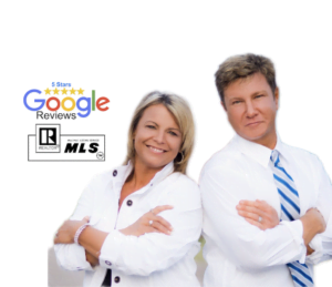 Shannon and Jim from Modern Market REALTORS® with 5-star Google Reviews, REALTOR® and MLS® logos
