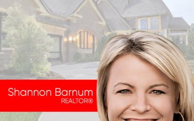 Portrait of Shannon Barnum, REALTOR® at Modern Market REALTORS®, with luxury home background