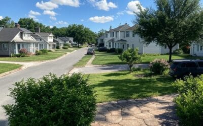 Street view of a newly developed neighborhood in Horace, ND, showcasing modern homes and a growing community.