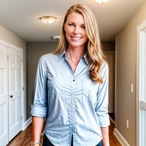 Confident real estate agent in upscale home interior in Horace, North Dakota