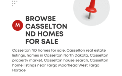 Red pushpin icon next to the headline ‘Browse Casselton ND Homes for Sale’ with Modern Market REALTORS® logo