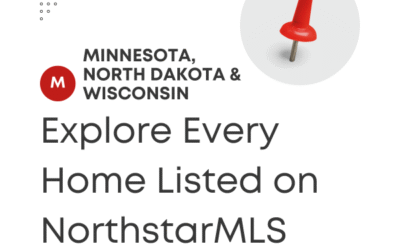 Graphic featuring a red pushpin and the text “Explore Every Home Listed on NorthstarMLS” with “Minnesota, North Dakota & Wisconsin” branding.