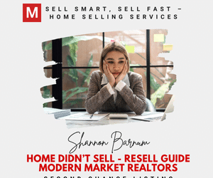 Concerned woman sitting at desk with chin in hands, symbolizing a stalled home sale — Modern Market REALTORS® second chance listing service.